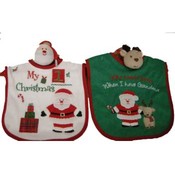 Christmas bib w/wrist rattle