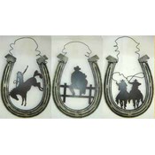 10.5" Horse Shoe W/ Cowboy Wall Hangings 3 Asst.
