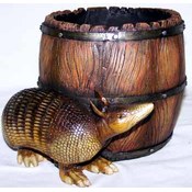Armadillo and Barrel Figurine