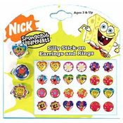 Sticker Earrings-& Ring Set Spongebob Design