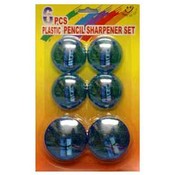 6 Piece Plastic Pencil Sharpener-Round