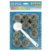 10 Piece Scouring Pads with Handle