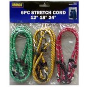 6 Piece Assorted Stretch Cords-12" 18" 24"