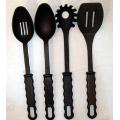 Black Plastic Kitchen Utensil Set