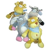 9" 5 Assorted Plush Toy Animals with Bandana