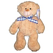 10" Plush Beige Bear w/Blue Bowtie