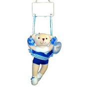 9.5" Hanging Plush Blue Cheerleader Bear