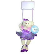 9.5" Hanging Plush Purple Ballerina Bear