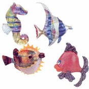 8.5"  Assorted, Color Glittered Fishes Plush