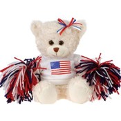 8" Crème Color Sitting USA Cheerleader Bear