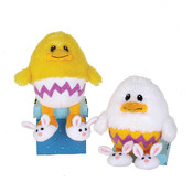 8.5" 2 Asst. Color Chicks W/Rabbit Slippers