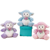 7.5" 3 Assorted Sitting Lambs with Flower and Bow