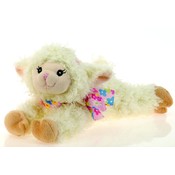 12" Lying Lamb With Floral Print Ribbon