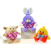 5.5" 3 Assorted Easter Egg Animals With Ribbon
