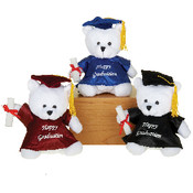 5.5" 3 Assorted Color Graduation Bears