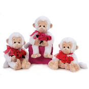 13" White Sitting Monkey With Bouquets