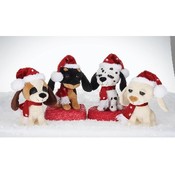 8" 4 Assorted Dogs With Christmas Hat &amp; Scarf