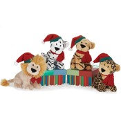 6" 4 Assorted Wild Animals With Christmas Hats
