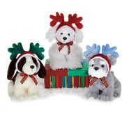 6.5" 3 Assorted Xmas Dogs With Antlers