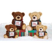 5" 2 Assorted Color Bear With "Happy Holidays"