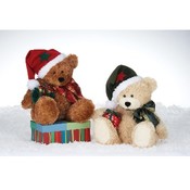 9" Beige &amp; Brown Christmas Bears
