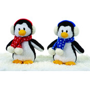 14" Penguins with 2 Asst.Color Scarf &amp; Ear Muffs