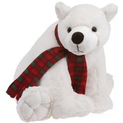 12" Polar Bear With Christmas Scarf