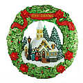 Merry Christmas Village Scene LED Wreath