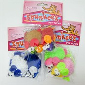Spunkeez Cat Mice with Bells 2pk Assorted Colors