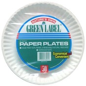 Green Label White Paper Plate 9"