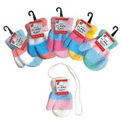 Baby Furry Mitten 3-Tone with String(Case of 12)