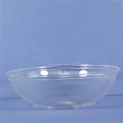 Clear Plastic Ribbed Bowl 9"