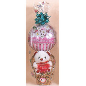 Bear In A Small Wicker Chair &amp; Balloon