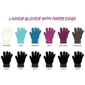 Ladies Furry Cuff Gloves