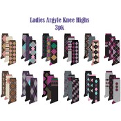 Women's 3 Pack Argyle Knee Highs