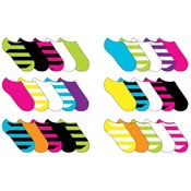Ladies' Micro Fiber No Show Sock With Neon- 5 Pack