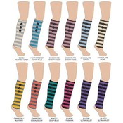 Women's Striped Leg Warmers with Buttons