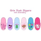 Girls' Plush Slippers With Embroidery