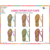 Ladies Tatami Printed Patent Trim Flip Flops