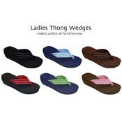 Ladies Thong Wedges Fabric Upper With Stitching