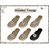Ladies Jeweled Thongs With  Rhinestone Circle