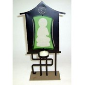 Metal Tealight Candle Holder w/Glass Buddha Insert