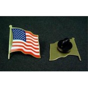 American Flag Patriotic Lapel Pin - Black Backing
