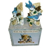 Decorated Polyresin Blue Jay Bookends
