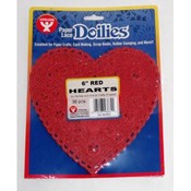 6" Red Hearts Paper Lace Doilies - 36 pcs