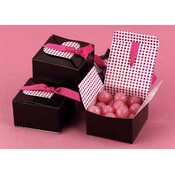 Brown w/Fuchsia Ribbon Dots Favors