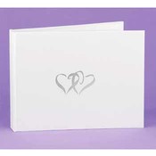 White Linked Heart Guest Book