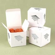 Silver - Graduation Cap Favor Boxes