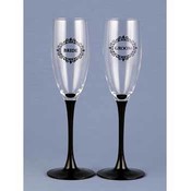 Black Stem Bride &amp; Groom Flutes