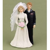 Navy Bride &amp; Groom Figurine